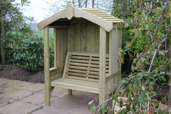 Cottage Wooden Arbour With Panelled, Small Garden Arbour Uk