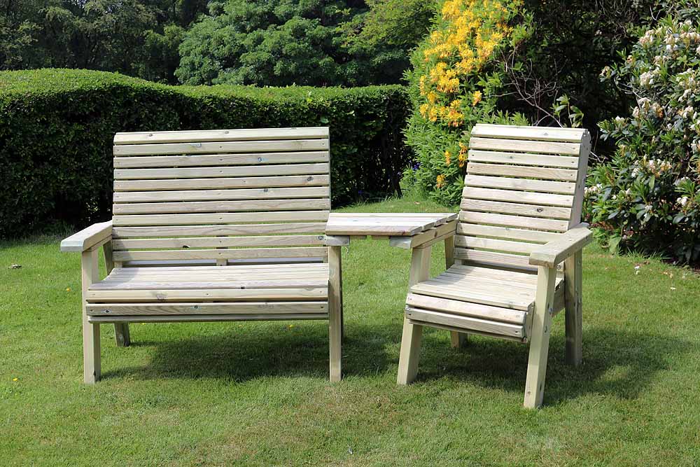 Ergonomic Trio Set With Tray - 3 Seater Garden Furniture Seating ES105A