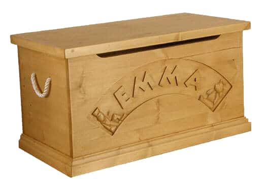 Wooden toy chest and personalised toy boxes for kids bedrooms.